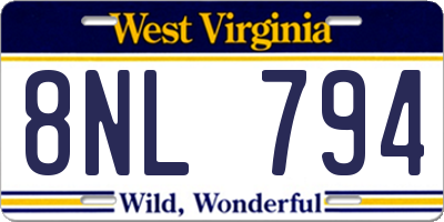 WV license plate 8NL794