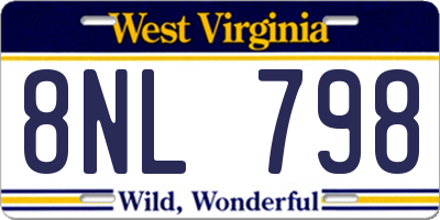 WV license plate 8NL798