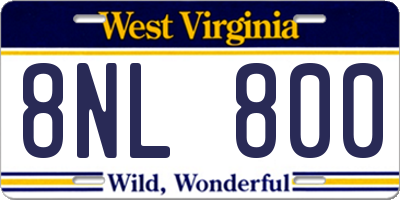 WV license plate 8NL800