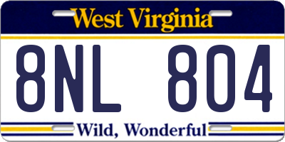 WV license plate 8NL804
