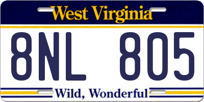 WV license plate 8NL805