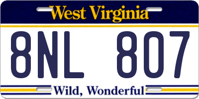 WV license plate 8NL807