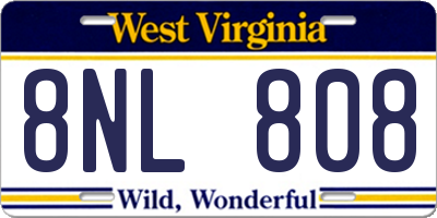 WV license plate 8NL808