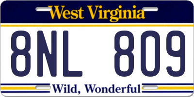 WV license plate 8NL809