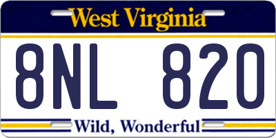 WV license plate 8NL820