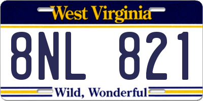 WV license plate 8NL821