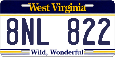 WV license plate 8NL822