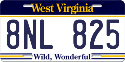 WV license plate 8NL825