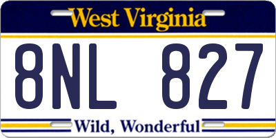 WV license plate 8NL827