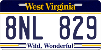 WV license plate 8NL829