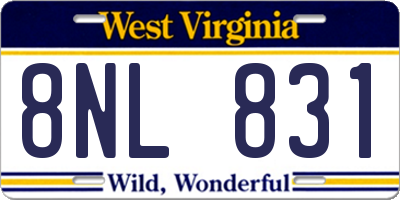WV license plate 8NL831
