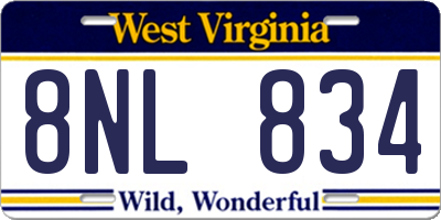 WV license plate 8NL834