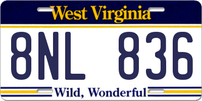WV license plate 8NL836