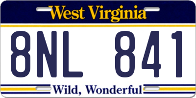 WV license plate 8NL841