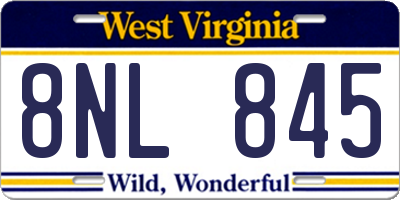 WV license plate 8NL845