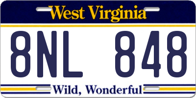 WV license plate 8NL848