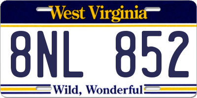 WV license plate 8NL852
