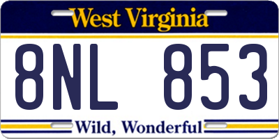 WV license plate 8NL853