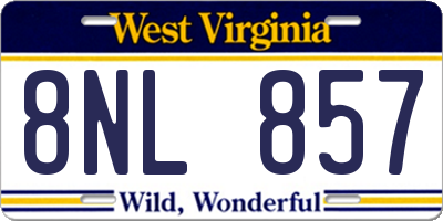 WV license plate 8NL857