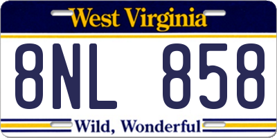 WV license plate 8NL858
