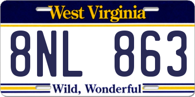 WV license plate 8NL863