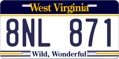 WV license plate 8NL871
