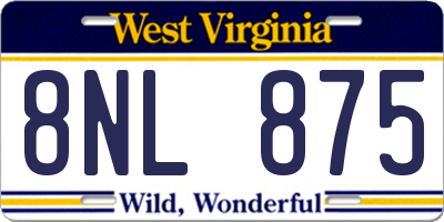 WV license plate 8NL875