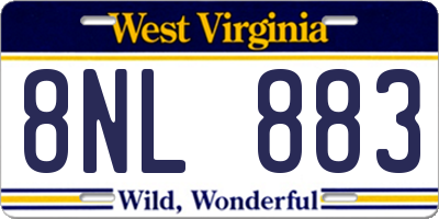 WV license plate 8NL883