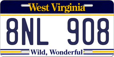 WV license plate 8NL908