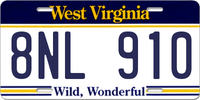 WV license plate 8NL910