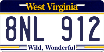 WV license plate 8NL912