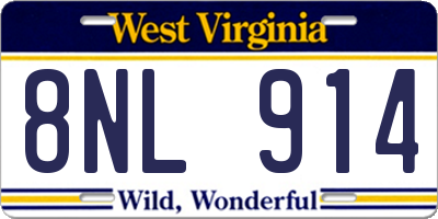 WV license plate 8NL914