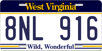 WV license plate 8NL916