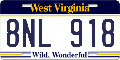 WV license plate 8NL918