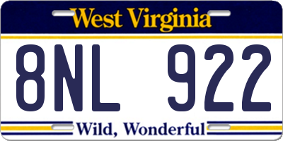 WV license plate 8NL922