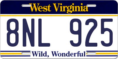 WV license plate 8NL925