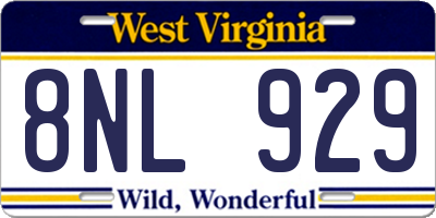 WV license plate 8NL929