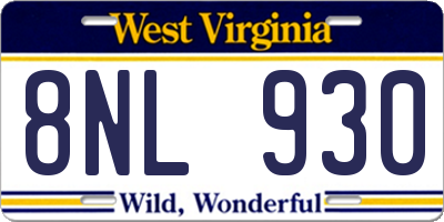 WV license plate 8NL930