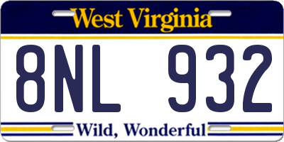 WV license plate 8NL932