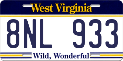 WV license plate 8NL933