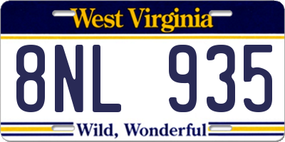 WV license plate 8NL935