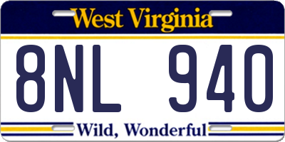 WV license plate 8NL940