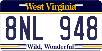 WV license plate 8NL948