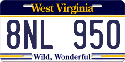 WV license plate 8NL950