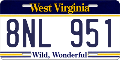WV license plate 8NL951