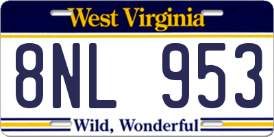 WV license plate 8NL953