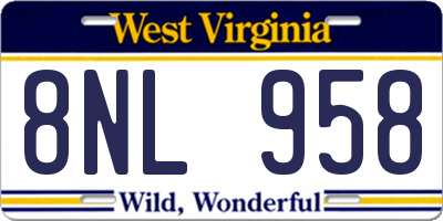 WV license plate 8NL958