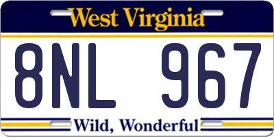 WV license plate 8NL967