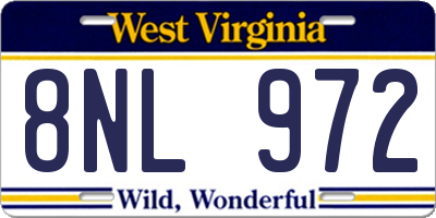 WV license plate 8NL972