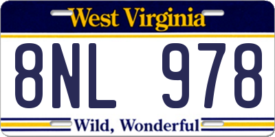 WV license plate 8NL978